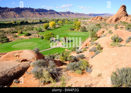 Splendido Campo da golf nel deserto di Moab, Utah Foto Stock