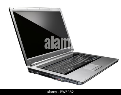 Un open argento computer laptop Foto Stock