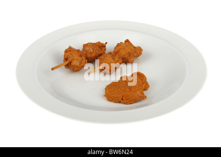 Mini Chicken Satay Sticks Foto Stock