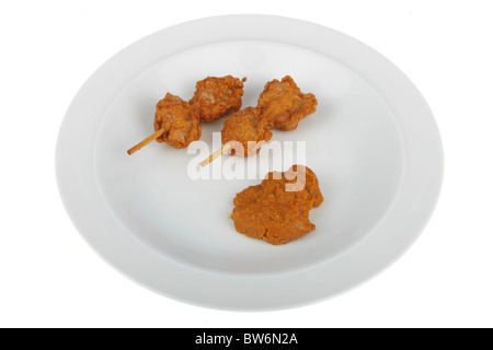 Mini Chicken Satay Sticks Foto Stock