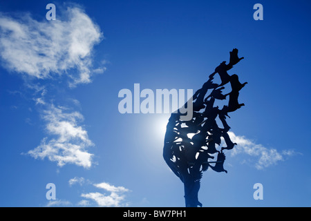 La scultura dei figli di Lir, Lough Owel, contea Westmeath, Irlanda Foto Stock