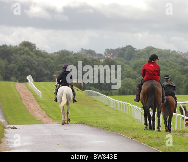 Le donne e i membri del Wye Valley Riders Club potranno trascorrere una giornata educativa all'ippodromo di Chepstow, Galles. Foto Stock