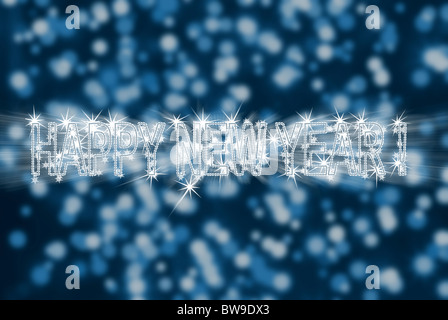 Felice anno nuovo. Un abstract iscrizione sulla sfocatura sullo sfondo Foto Stock