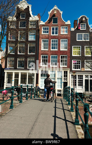 In tipico stile olandese case di Amsterdam Paesi Bassi, Brouwersgracht Foto Stock