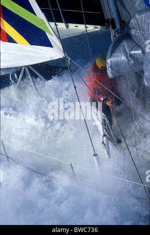 Jean Luc van den Heede proveniente dalla sfida globale (Western periplo), registrare la barca C-122 giorni 14 ore 3 minuti 49 se Foto Stock