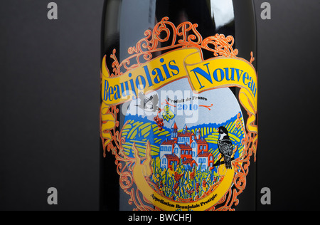 Beaujolais Nouveau 2010 vino etichetta del flacone Foto Stock