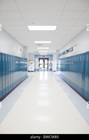 Stati Uniti d'America, Illinois, Metamora, righe di armadietti nel corridoio della scuola Foto Stock