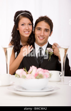 Stati Uniti d'America, Illinois, Metamora, Studio ritratto della sposa e lo sposo Foto Stock