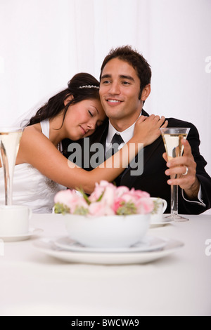 Stati Uniti d'America, Illinois, Metamora, Studio shot della sposa e lo sposo Foto Stock