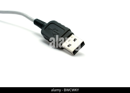 Connettore USB close up isolati su sfondo bianco. Foto Stock
