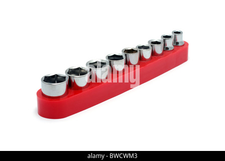 Set di chiavi a bussola isolate su sfondo bianco. Foto Stock