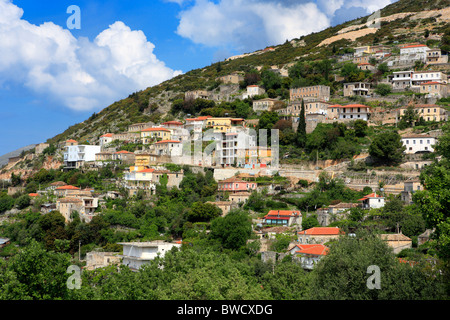 Vuno village, distretto di Valona (Vlore), l'Albania Foto Stock