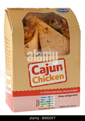 Tesco pacchetto di pollo Cajun avvolgere sandwich pasto pronto Foto Stock