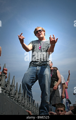Foto scattata durante la parata Gaypride nell'area della Bastille, Parigi Foto Stock