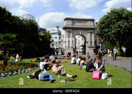 Fusiliers Arch, St. Stephen's Green Park, Dublin, Irlanda Foto Stock