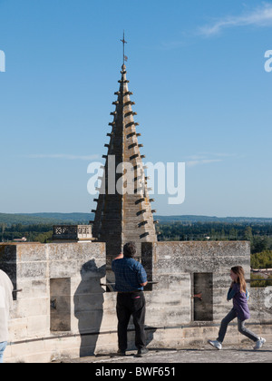 Santa Marta la chiesa torre, Trascon, visto dal Chateau de Tarascon Foto Stock