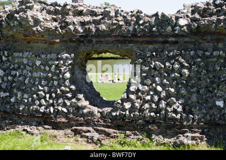 Muro di cinta romano - Verulamium Park - St Albans - Hertfordshire Foto Stock