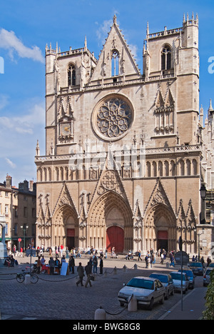 Cattedrale di Saint Jean Baptiste, Saint Jean distretto, Vieux Lyon distretto, Francia Foto Stock