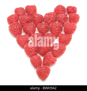 Lamponi formata in forma di cuore - una dieta sana Foto Stock