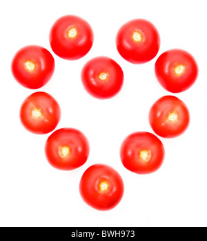 Pomodori formata in forma di cuore - una dieta sana Foto Stock