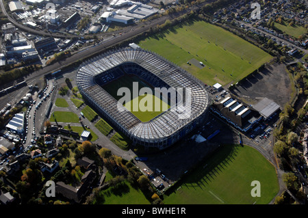 Vista aerea del rugby Murrayfield Stadium di Edimburgo in Scozia. Foto Stock