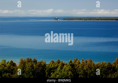 Il lago Michigan lago Michigan lago di St. Helena island isola isle lighthouse paesaggio paesaggio cappuccio di maggioranza Mic Foto Stock