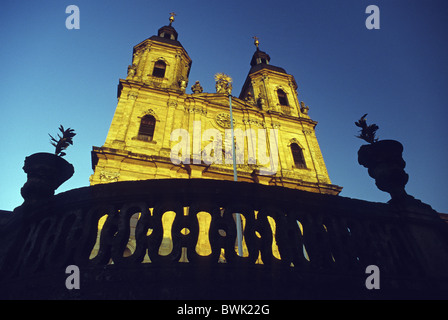 Chiesa di pellegrinaggio Basilica del Santo quattordici aiutanti nella luce della sera, Basilika Vierzehnheiligen, Bad Staffelstein, Franc Foto Stock