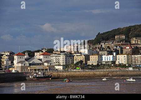 Vista della città dalla Grand Pier, Weston-super-Mare, Somerset, Inghilterra, Regno Unito Foto Stock