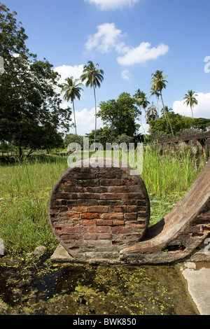 Il fosso di acqua all'ingresso del Yatala Wehera Dagoba, Tissamaharama, Sri Lanka, Asia Foto Stock