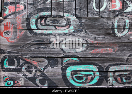 Native Alaskan Totem pole close up Foto Stock