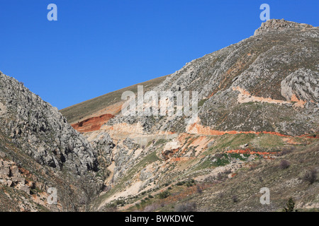 Niha montagne della valle laterale strada strada di montagna Bekaa in Libano Foto Stock