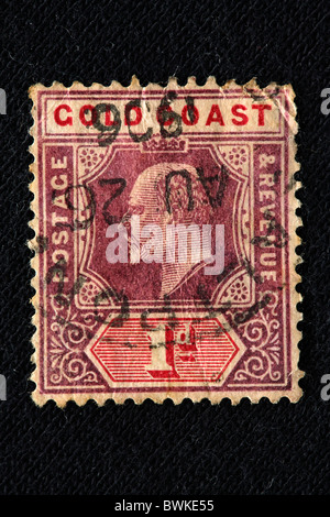 Timbro cronologia storica King Edward VII Inghilterra 1901-1910 Gold Coast ex colonia britannica Africa oggi GH Foto Stock