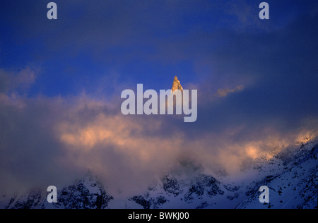 Europa Svizzera Vallese Aiguille de la Tsa vertice scogliera di picco ago Alpi del Vallese Val d'Arolla Arolla valley Foto Stock