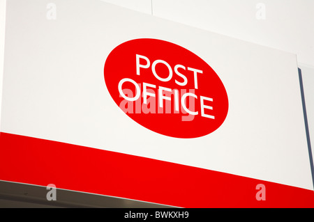 Primo piano del cartello dell'ufficio postale, Regno Unito Foto Stock