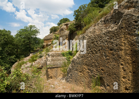 Necropoli Etrusca di Norchia (IV-II sec. a.C.), Vetralla, provincia di Viterbo, Lazio, l'Italia, Europa Foto Stock