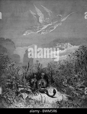 Gustave Doré; Bianco e Nero incisione da Dante Aghlieri Devine della Commedia, Dante e Virgilio a Happy Valley Foto Stock