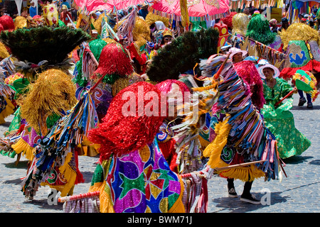 Sfilata di cultura brasiliana denominata " Caboclo de Lança' nella città di Nazaré da Mata durante il Carnevale 2008 Foto Stock