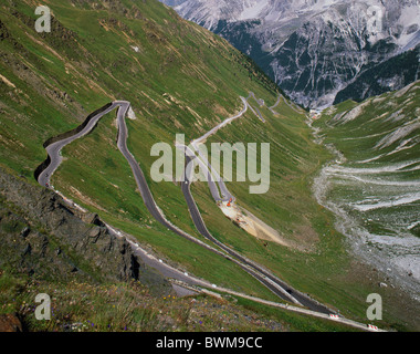 Italia Europa Sud Tirolo Tirolo Stelvio Stilfser giogo Passo dello Stelvio serpentine street mountain pas Foto Stock