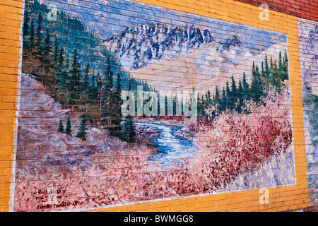 Murale nel quartiere del centro storico, Silverton, Colorado Foto Stock