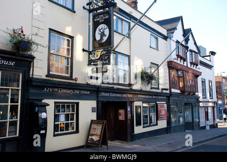 Il White Hart public house e hotel di Exeter, Devon, Regno Unito Foto Stock