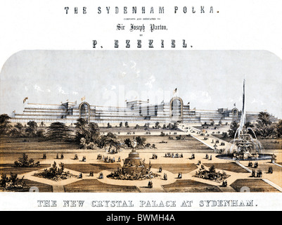 Il Sydenham Polka, 1855 musica coperchio in foglio che illustra la ri-eretta Crystal Palace Exhibition Building di Joseph Paxton Foto Stock