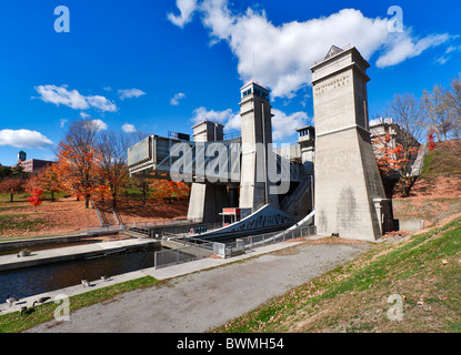 Peterborough bloccaggio sollevamento, Trent-Severn fluviale, Ontario, Canada, una storica engineering feat. Foto Stock