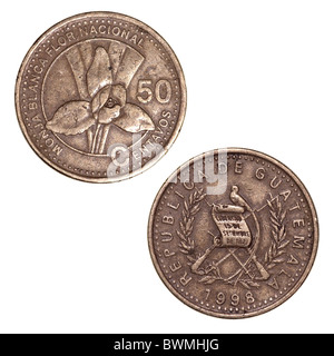 Moneta guatemalteca da 50 centavos Foto Stock