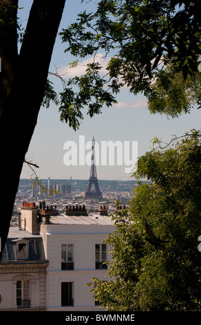Tour Eiffel visto da Basilique du Sacre Coeur Foto Stock