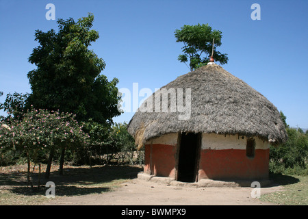 Capanna dipinti di Alaba tribù, nr Kulito, Etiopia Foto Stock