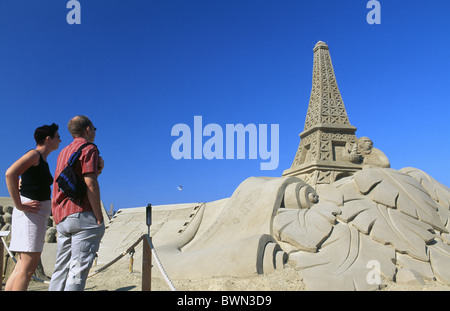 Germania Europa Sandworld Travemunde Lubecker Bucht Schleswig-Holstein Europa Mar Baltico Priwall sculptur sabbia Foto Stock