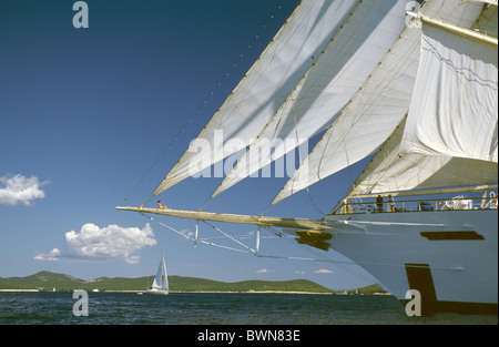 Sailship Star Flyer Dalmazia Europa Croazia Europa nave di crociera cruiser mare adriatico donna una persona medi Foto Stock