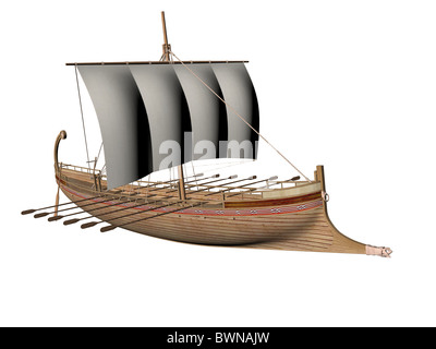 3D illustrazione di un antica nave greca Foto Stock