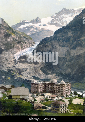 Svizzera Europa Grindelwald Hotel Baren ghiacciaio Montagne Paesaggio alpi Bernese Oberland Canton Berna essere Foto Stock