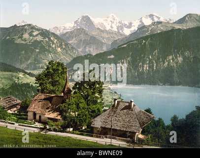 Svizzera Europa Beatenburg Beatenberg villaggio chiesa Bernese Oberland Canton Berna Berna Svizzera Europ Foto Stock